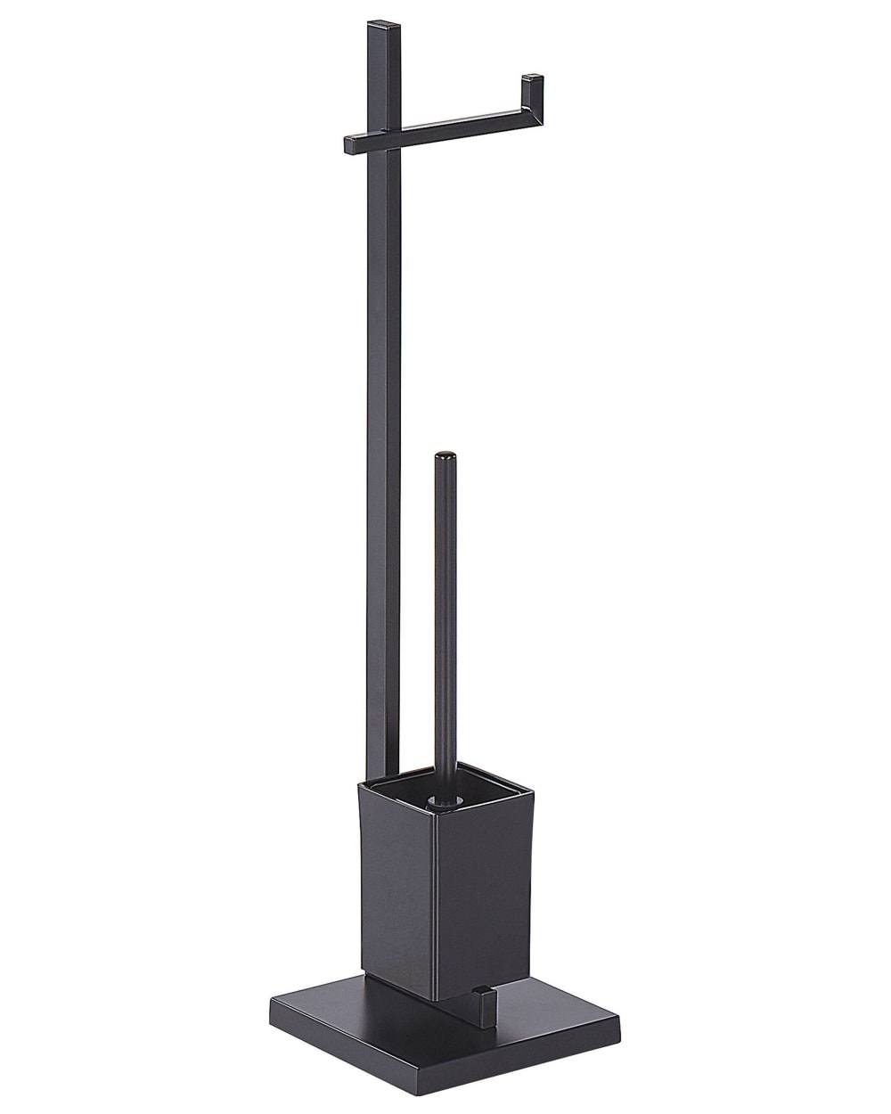 Porte papier toilette sur pied et brosse en métal noir — Beyit