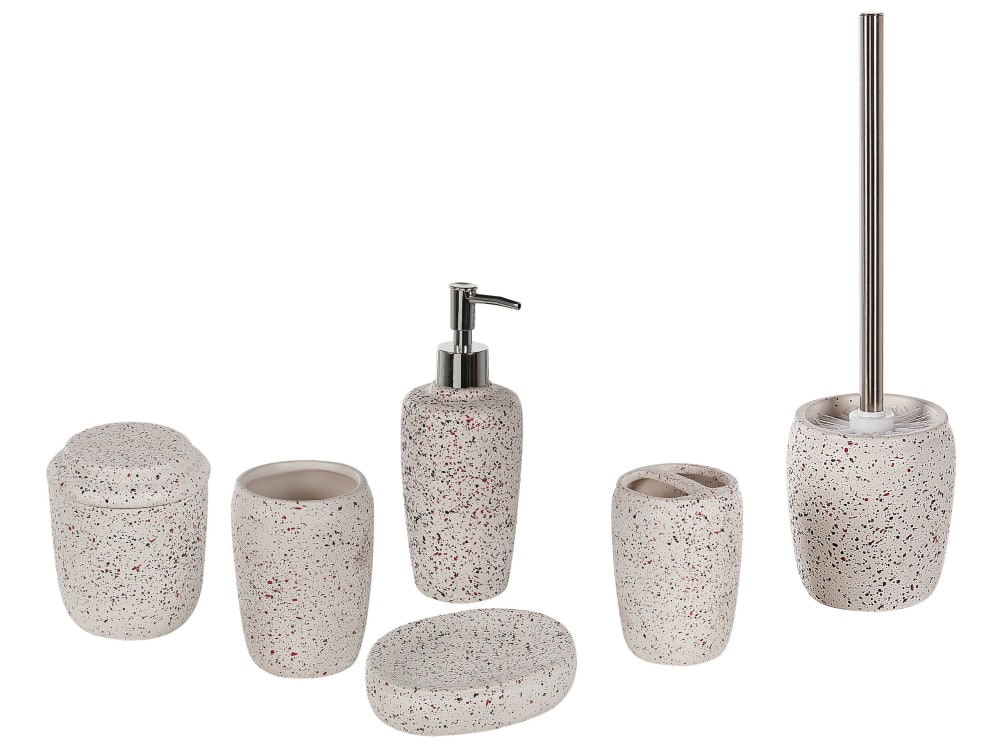 Badaccessoires Set 6-Teilig Keramik Cremeweiß