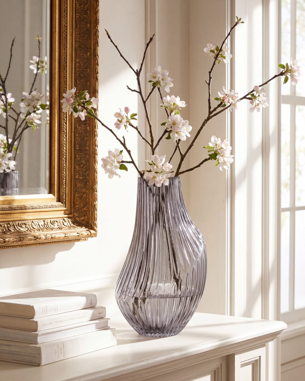 Vase à fleurs 36 cm verre gris — vue 3