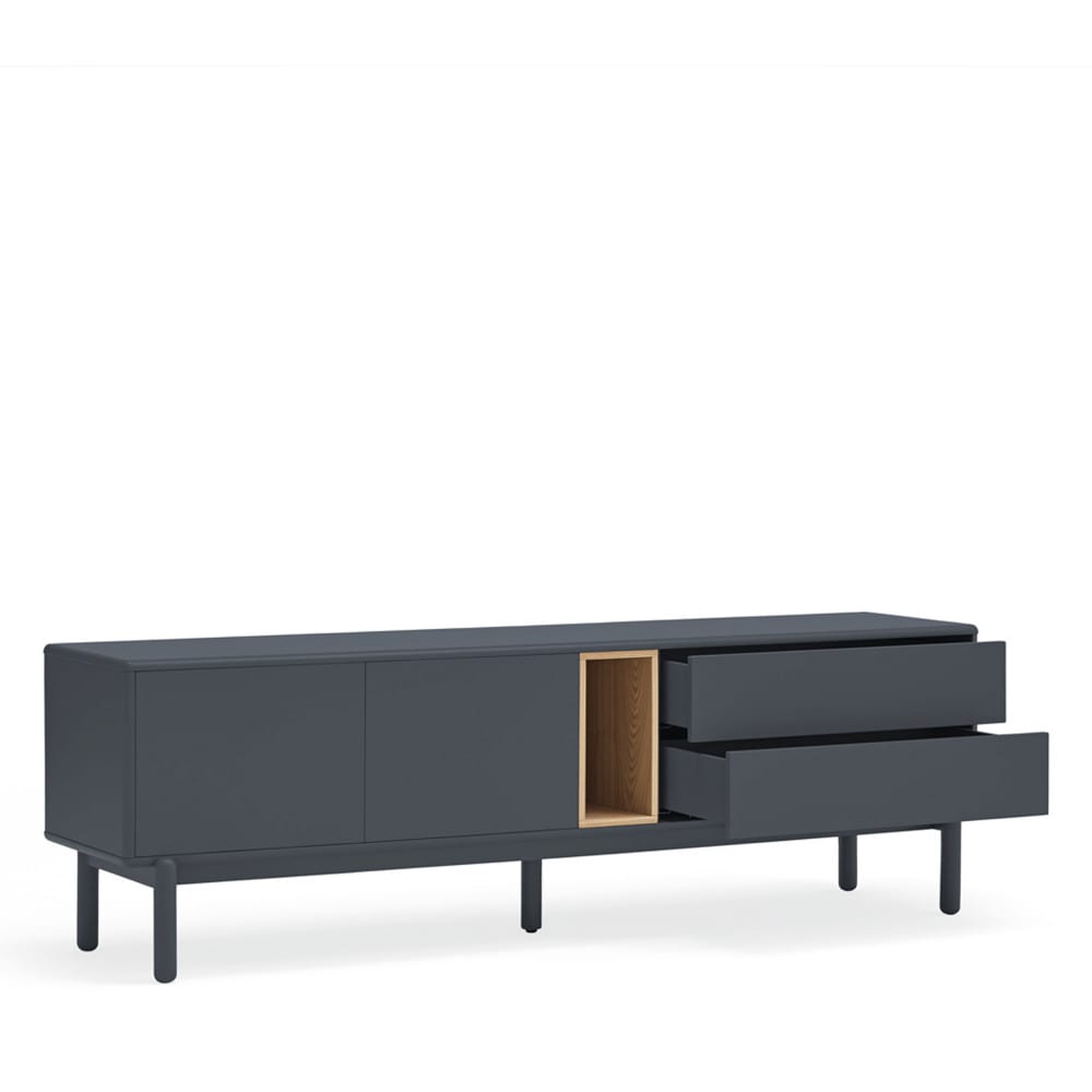 Meuble tv 2 portes 2 tiroirs en bois L180cm - Gris anthracite