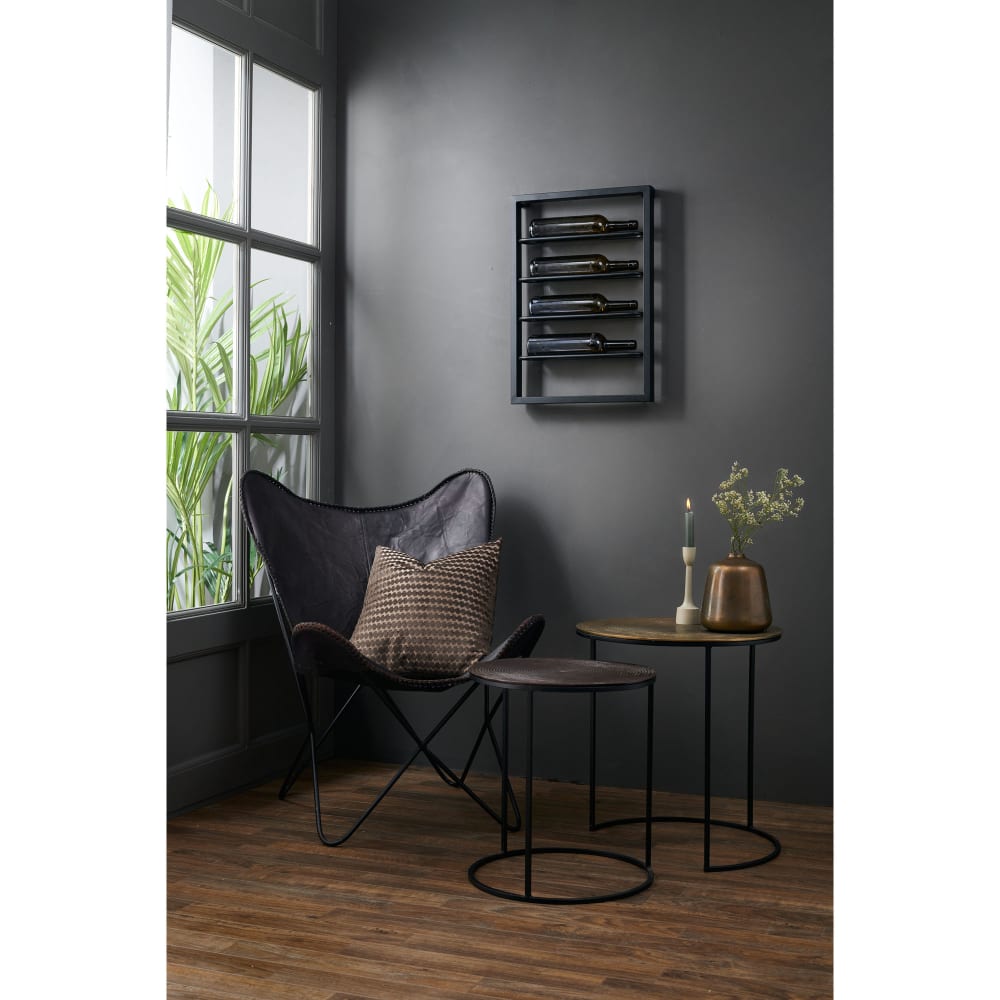 Casier à vin noir métal 42x7x60cm