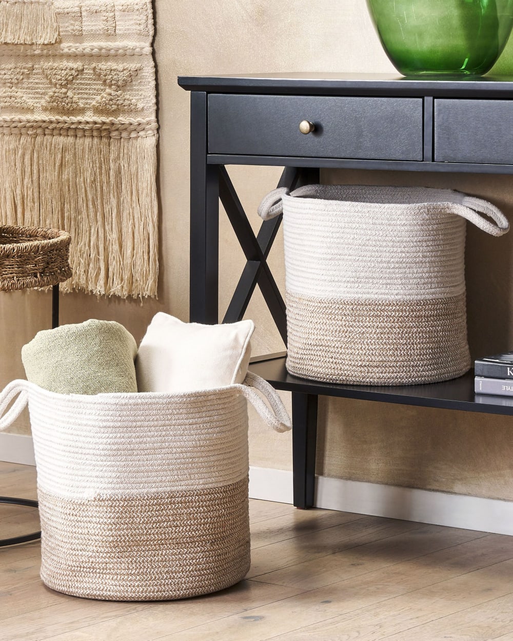 Set aus 2 Baumwollkörben Weiß und Beige - Maisons Du Monde