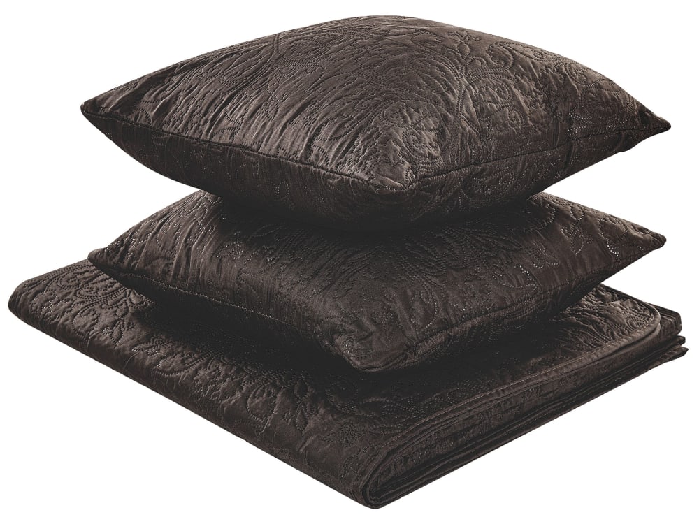 Beliani Tagesdecke mit Kissen aus Polyester 220 x 160cm, braun - Pes - Polyester