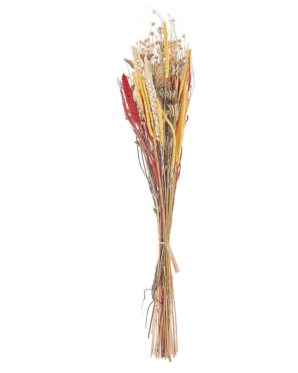 ramo de flores secas rojo amarillo natural marron 65 cm