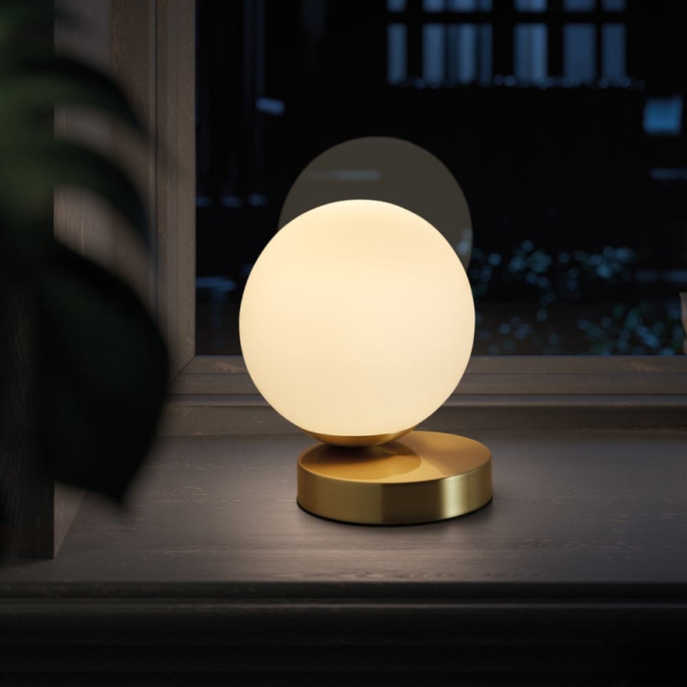 Lampe de chevet tactile laiton mat et globe — vue 3