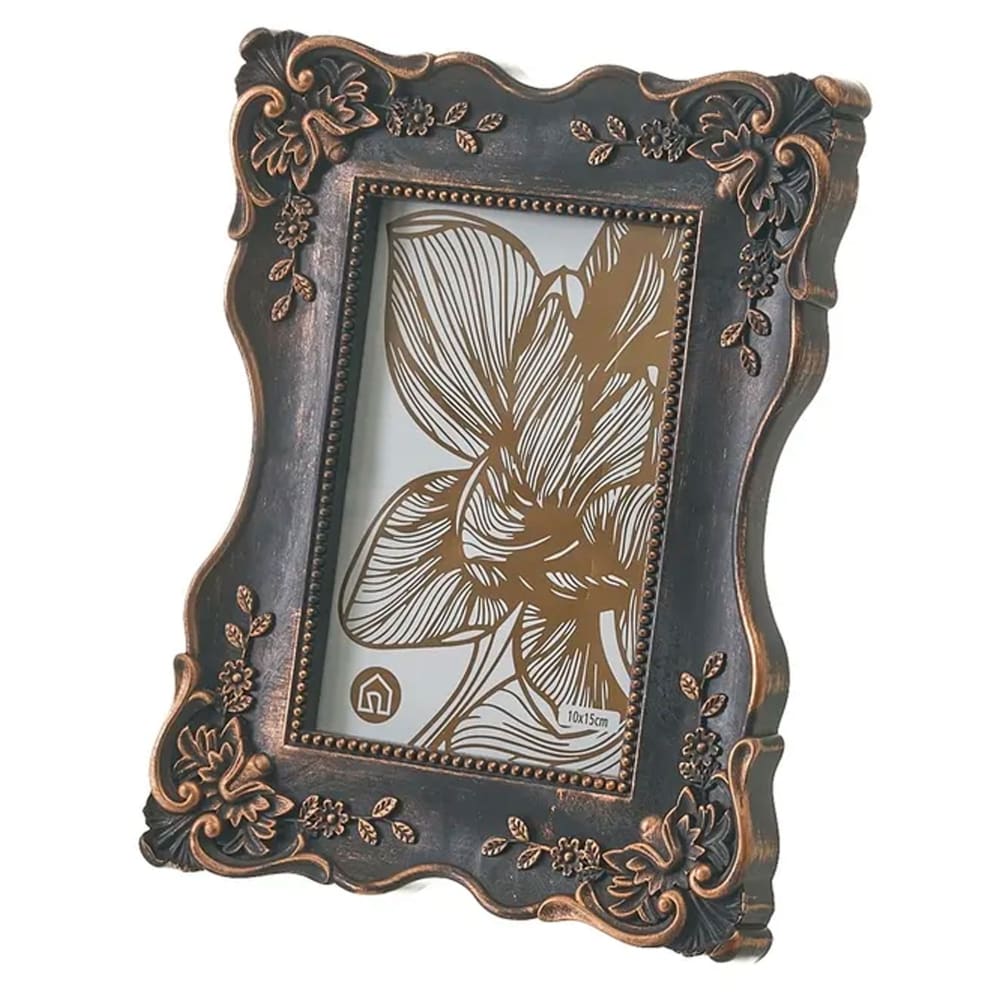 Cadre photo classique en polypropylène noir et bronze 10x15cm
