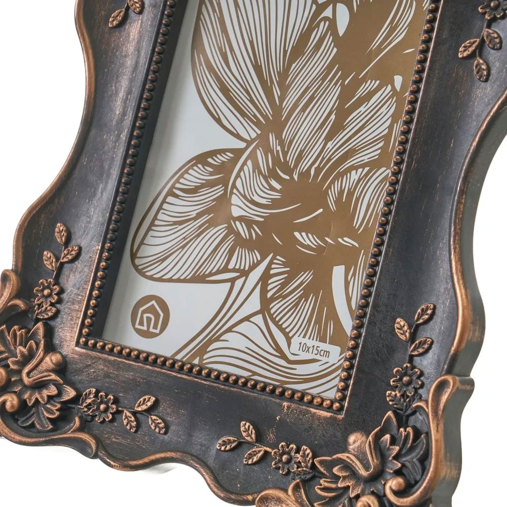 Cadre photo classique en polypropylène noir et bronze 10x15cm - Maisons du Monde