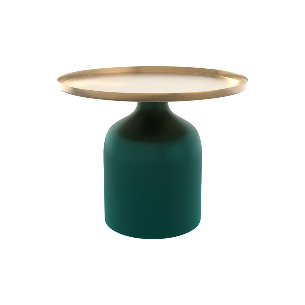 Tavolino rotondo in metallo verde e ottone d49 cm - Maison Pavane