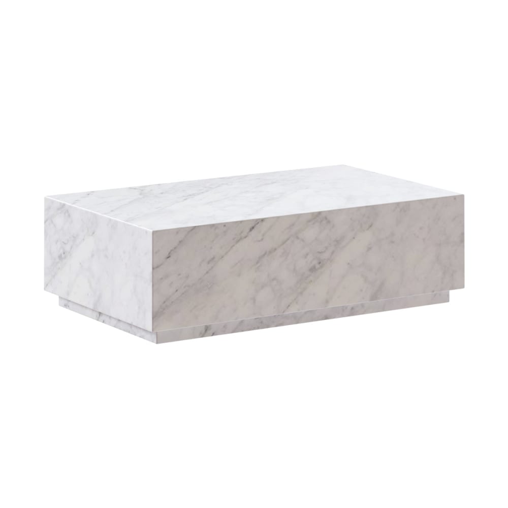 Mesa de centro rectangular de mármol blanco