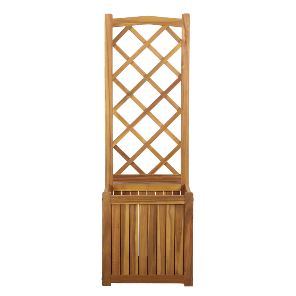 Jardinière avec treillis  en bois d'acacia 43,5x43,5x130 cm