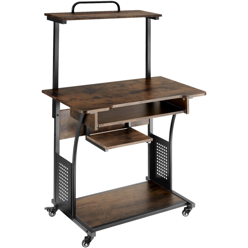 Scrivania stile industriale 3 livelli legno scuro - Tectake