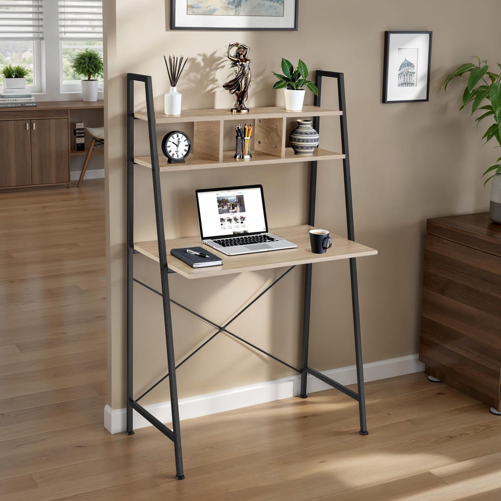 Scrivania stile industriale 3 scomparti legno chiaro - Marrone - Pannello di particelle