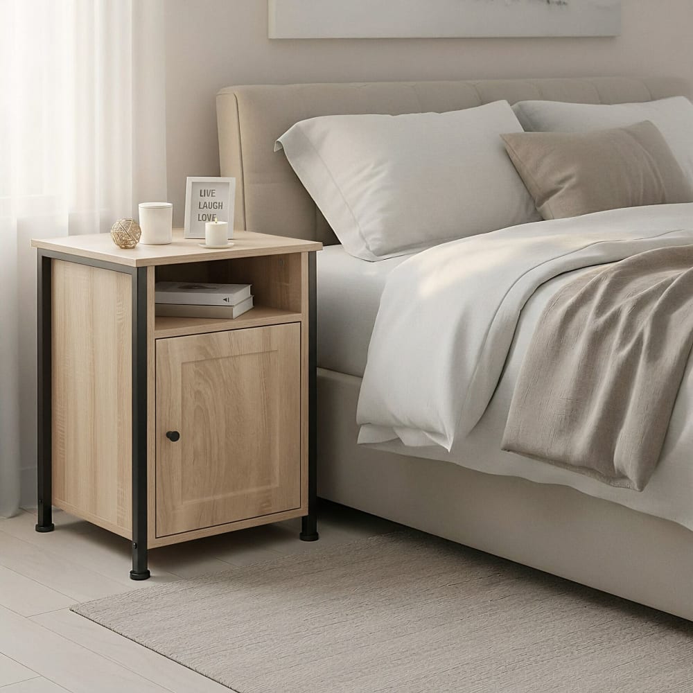 Comodino stile industriale 40 x 42 x 60,5 cm legno chiaro - Marrone - Pannello di particelle
