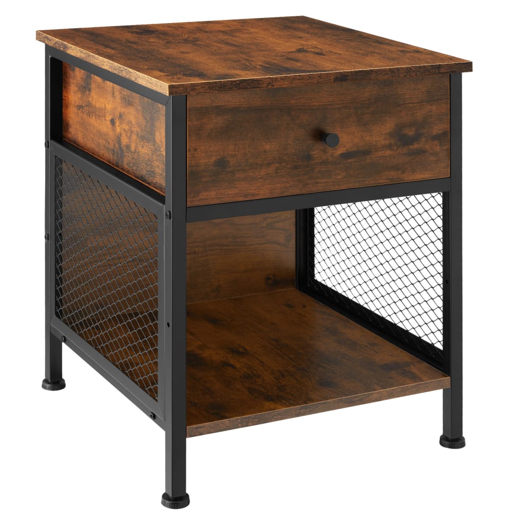 Comodino stile industriale 45 x 46 x 55,5 cm legno scuro - Marrone - Pannello di particelle
