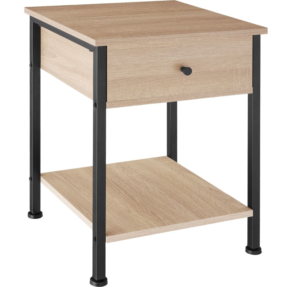Comodino stile industriale 40 x 40 x 55,5 cm legno chiaro -