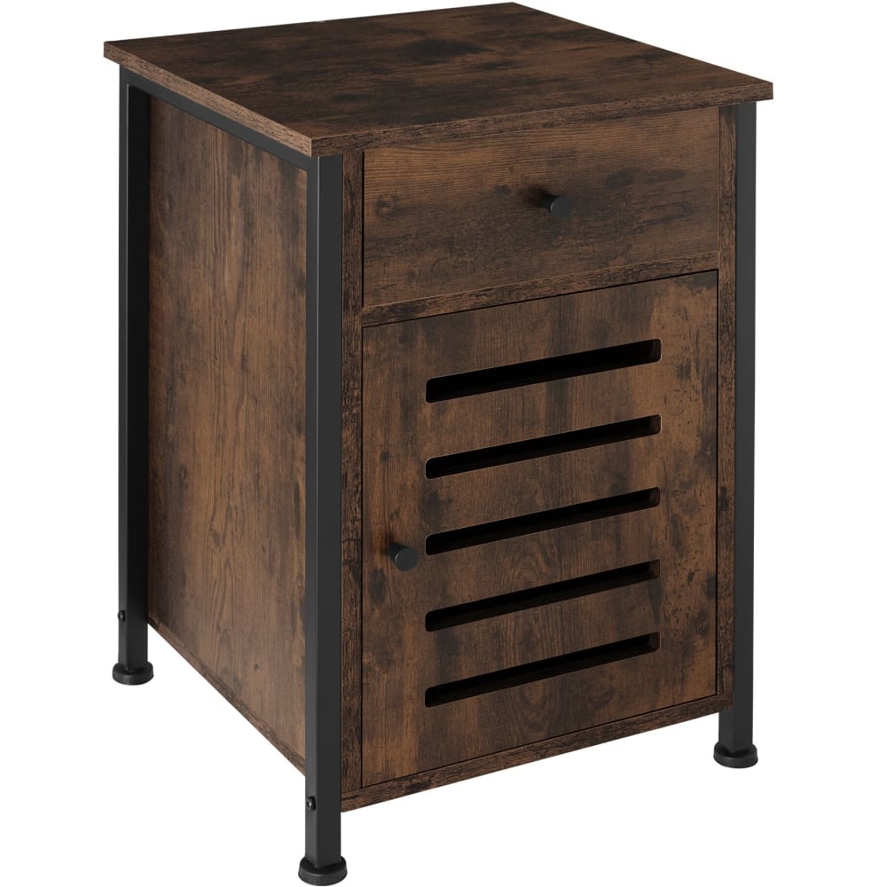 Comodino stile industriale 40 x 42 x 60,5 cm legno scuro -
