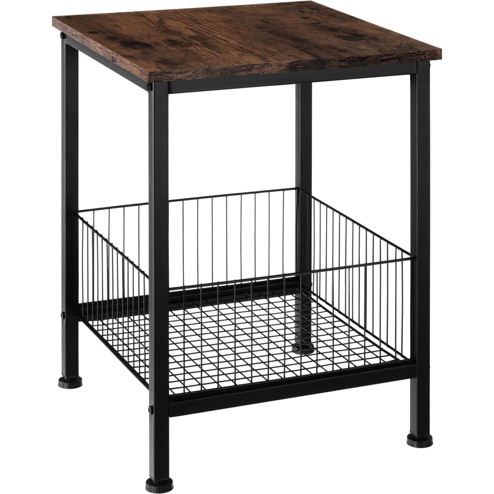 Table d'appoint style industriel 40 x 40 x 55,5 cm bois foncé Table d'appoint style industriel 40 x 40 x 55,5 cm bois foncé
