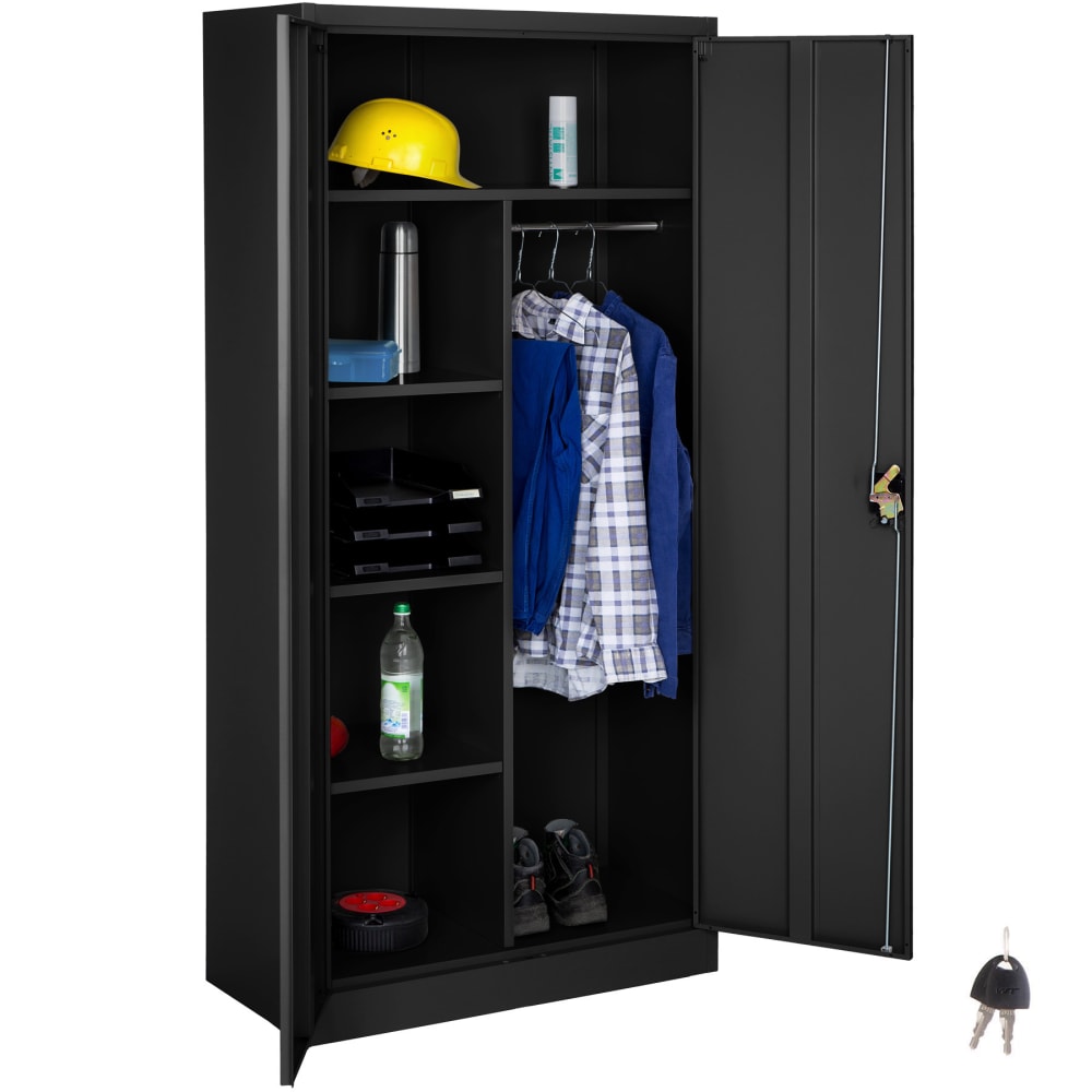 Armoire de rangement metallique en acier 180 x 80 x 40 cm noir