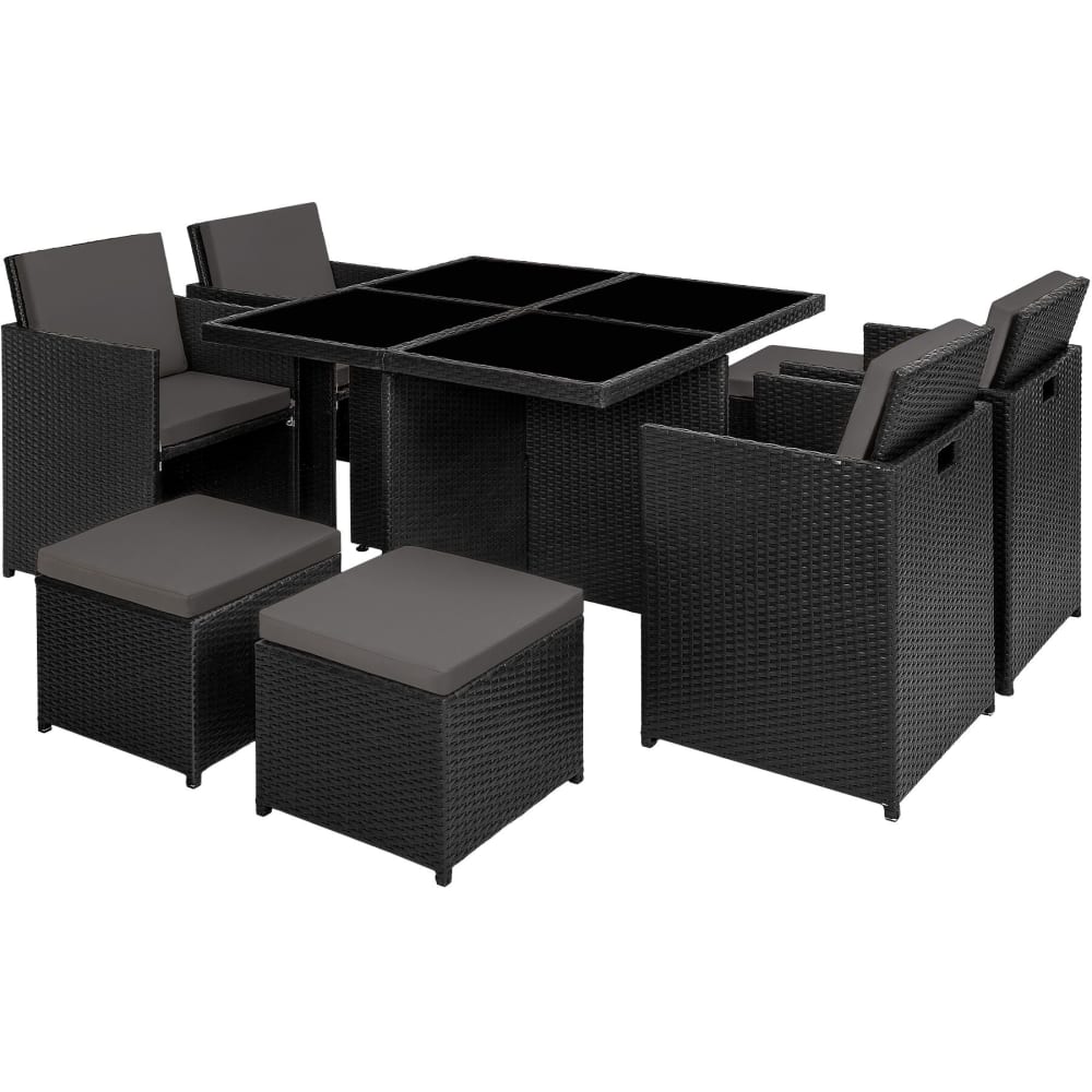 Salon de jardin cadre aluminium Résistant aux intempéries et UV noir