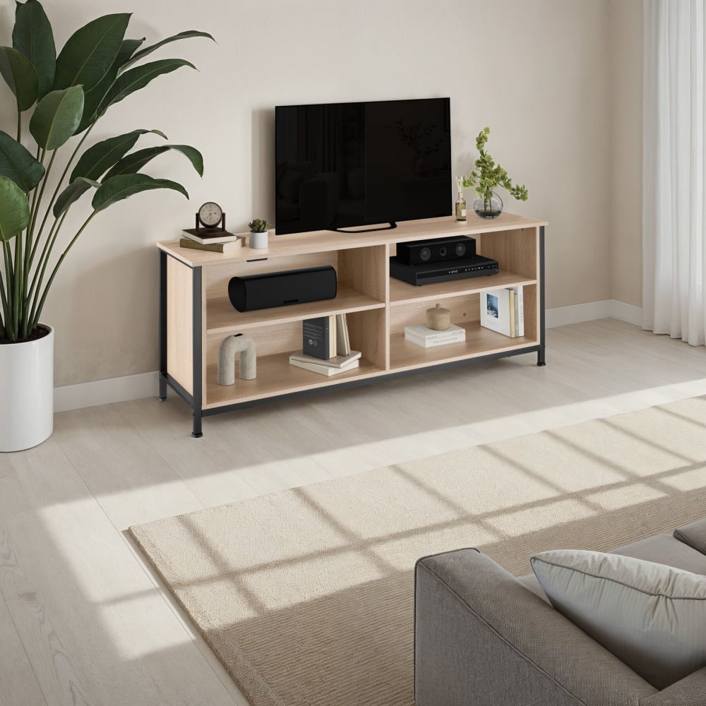 Credenza stile industriale altezza regolabile legno chiaro - Modello Industriale - Marrone - Pannello di particelle