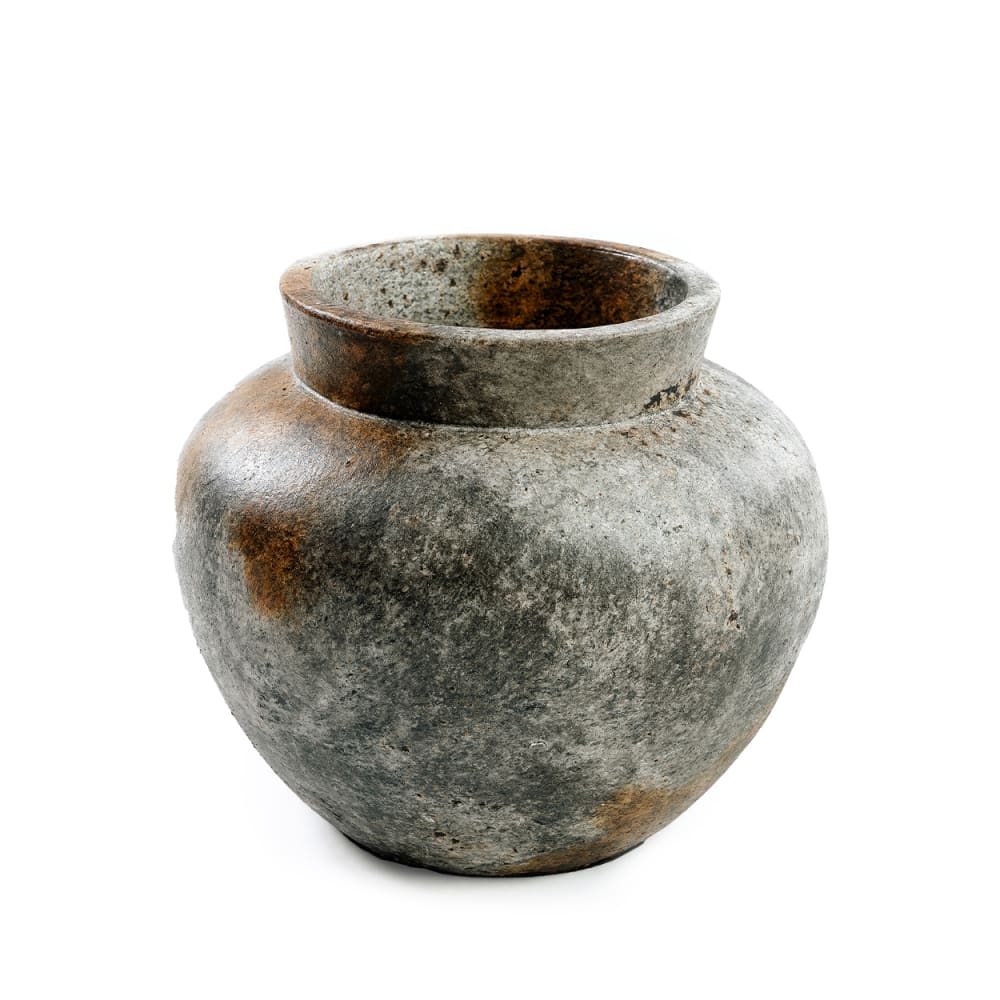 Vase Terre cuite Antique et Gris 29x29x23cm