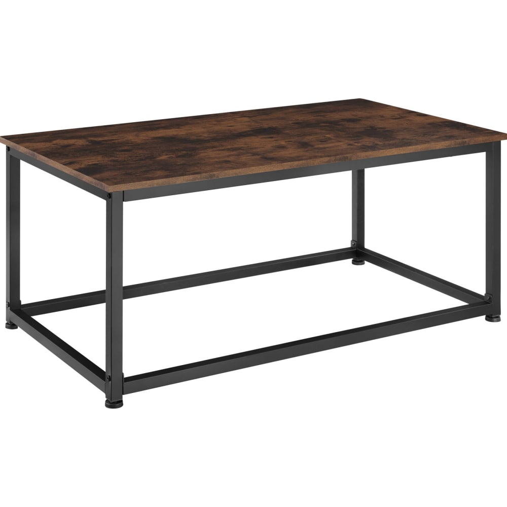 Table basse de salon rectangulaire en panneau aggloméré bois foncé