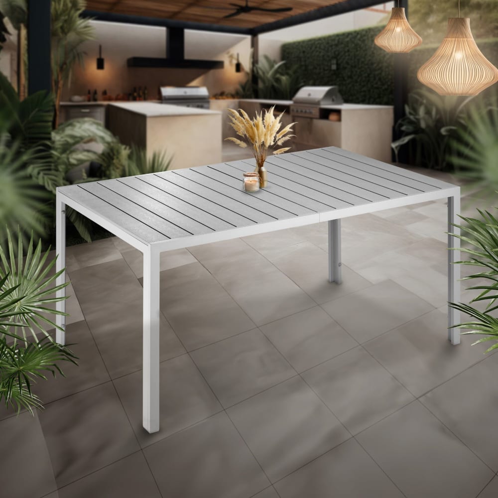 Tavolo da giardino, alluminio, resistente, leggero, grigio/argento - Alluminio