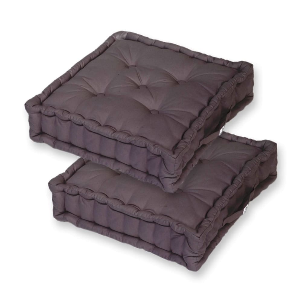 Coussin de sol lot de 2 - 60 x 60 cm Gris Carbone
