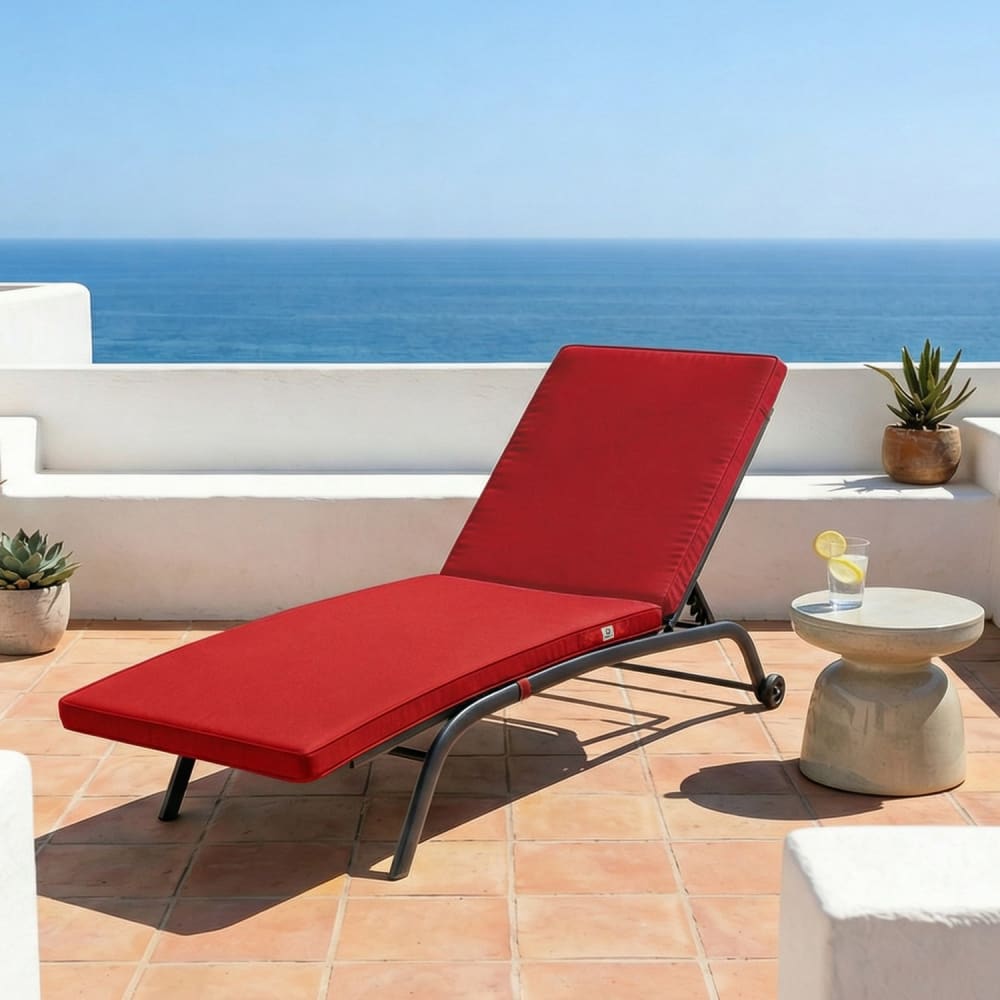 Coussin pour transat déhoussable 185x55x4cm rouge piment - Maisons du Monde
