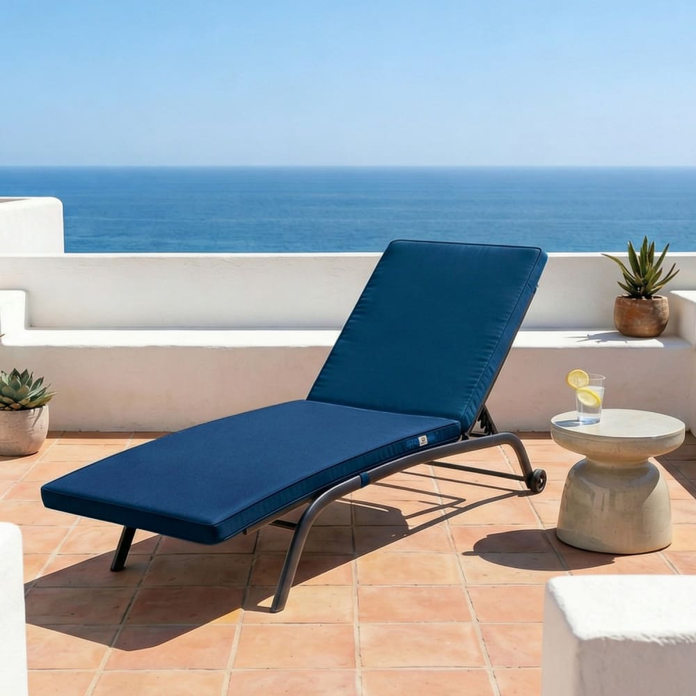 Coussin pour transat déhoussable 185x55x4cm bleu petrole - Maisons du Monde