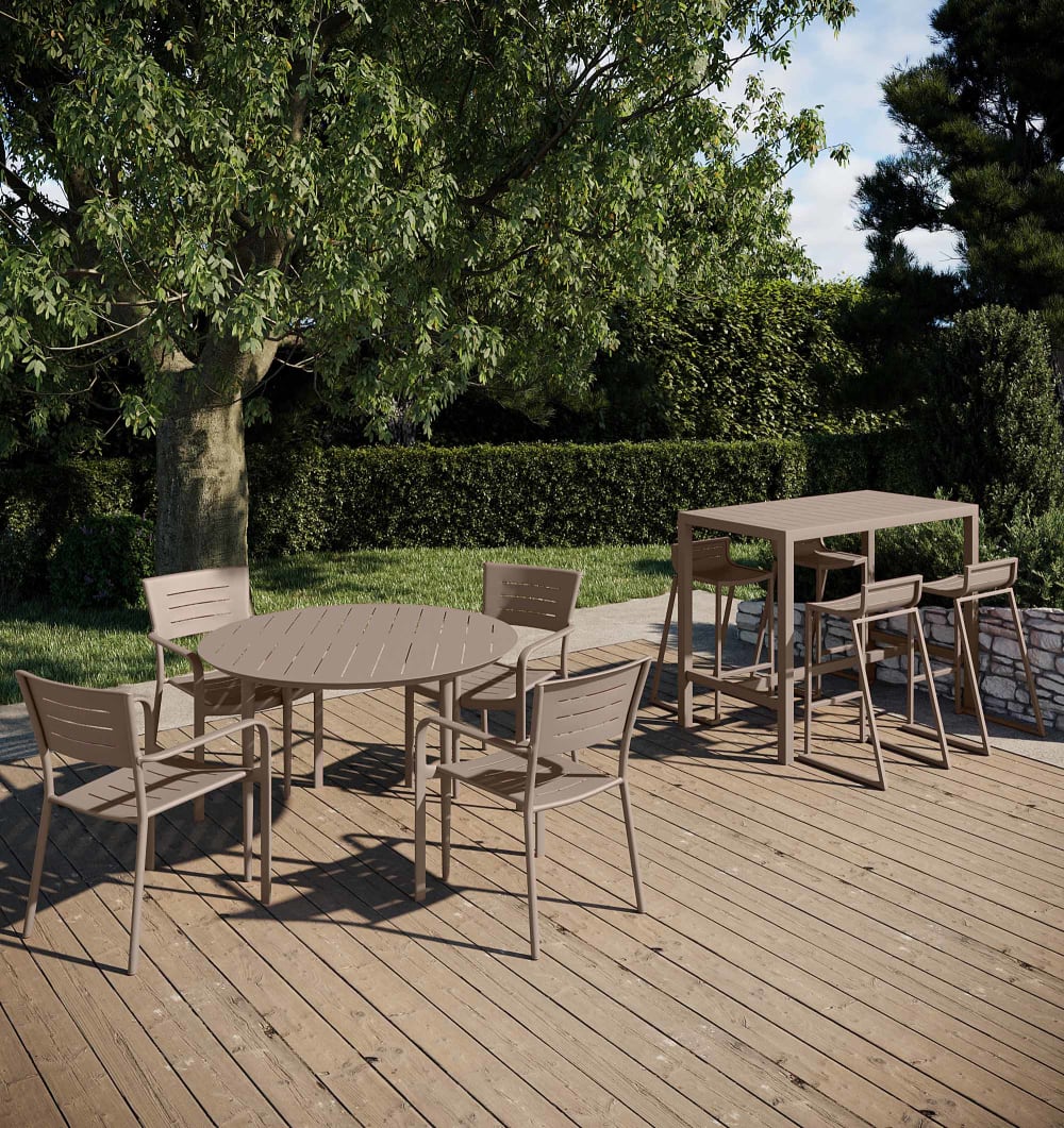 Table de bar 4 personnes  140x70CM en aluminium muscade - Maisons du Monde