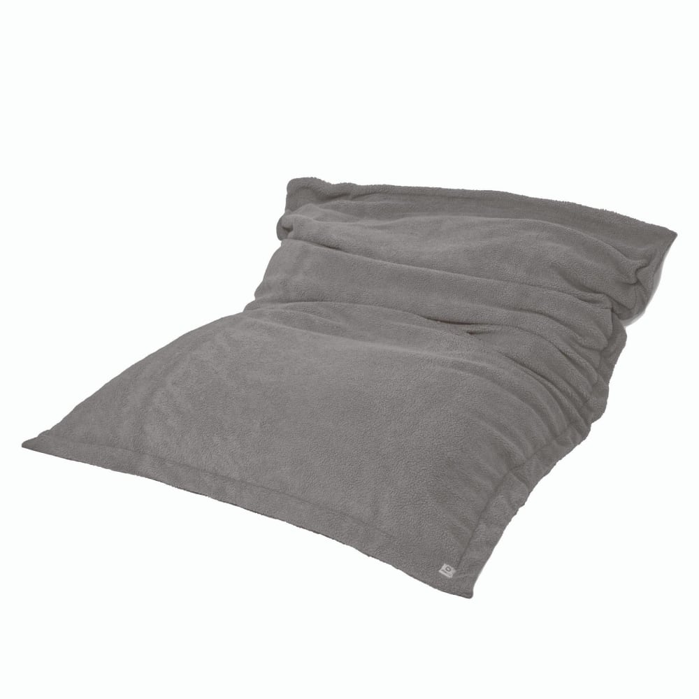 Deco Arts Sitzpouf XXL - Sherpa-Bezug (Schaffelleffekt), Grau style modern Grau Pes - Polyester