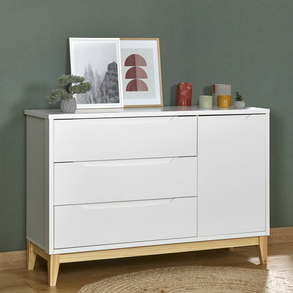 Commode blanc et bois - Maisons du Monde