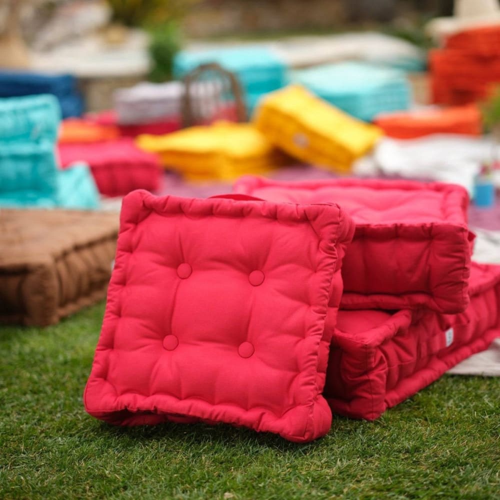 Coussin de sol lot de 2 - 50 x 50 cm rouge piment - Maisons du Monde