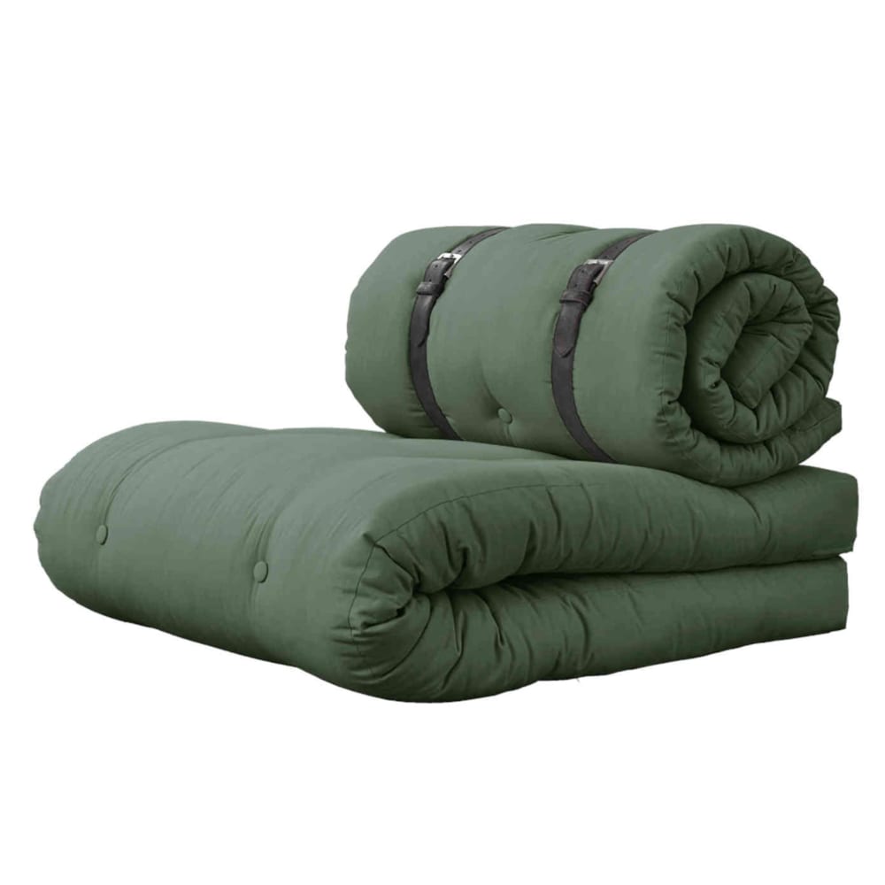 Matelas futon pouf 2 en 1 kaki 70x200