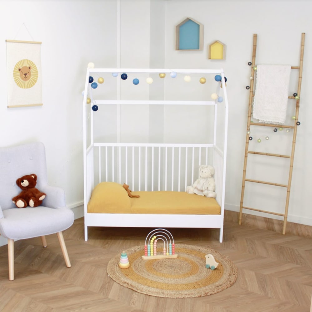 Lit cabane évolutif en bois massif 60x120 cm (Baby Fox) - Image 1