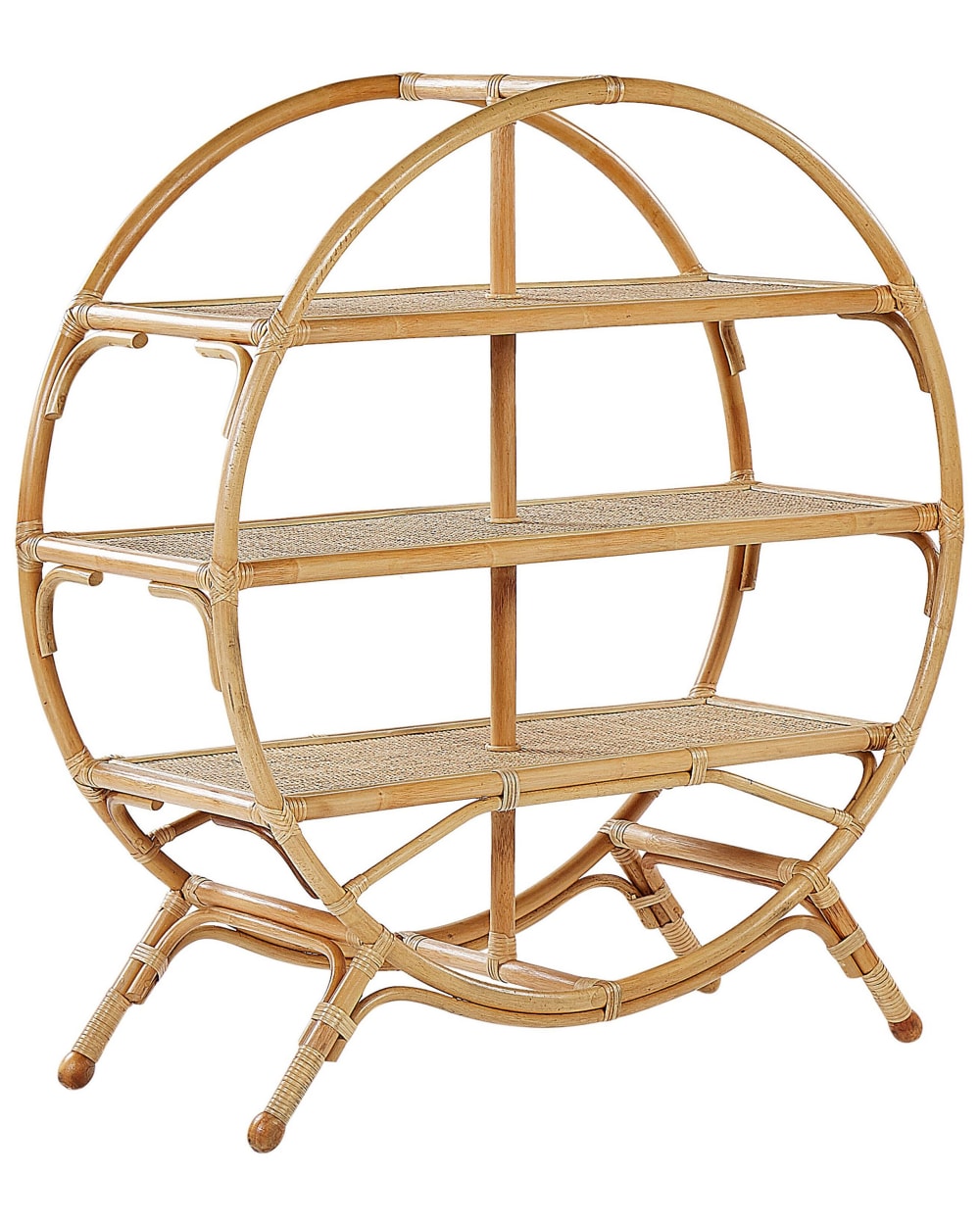 Beliani Regal mit 3 Ebenen aus Rattan 109cm, naturfarben style landhaus Braun Rattan