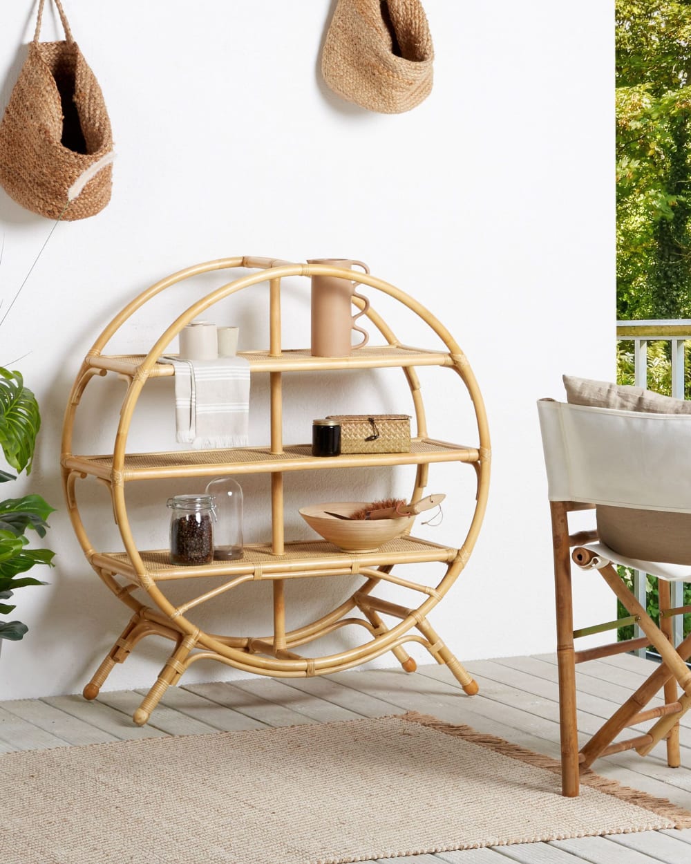 Regal mit 3 Ebenen aus Rattan 109cm, naturfarben - Maisons Du
