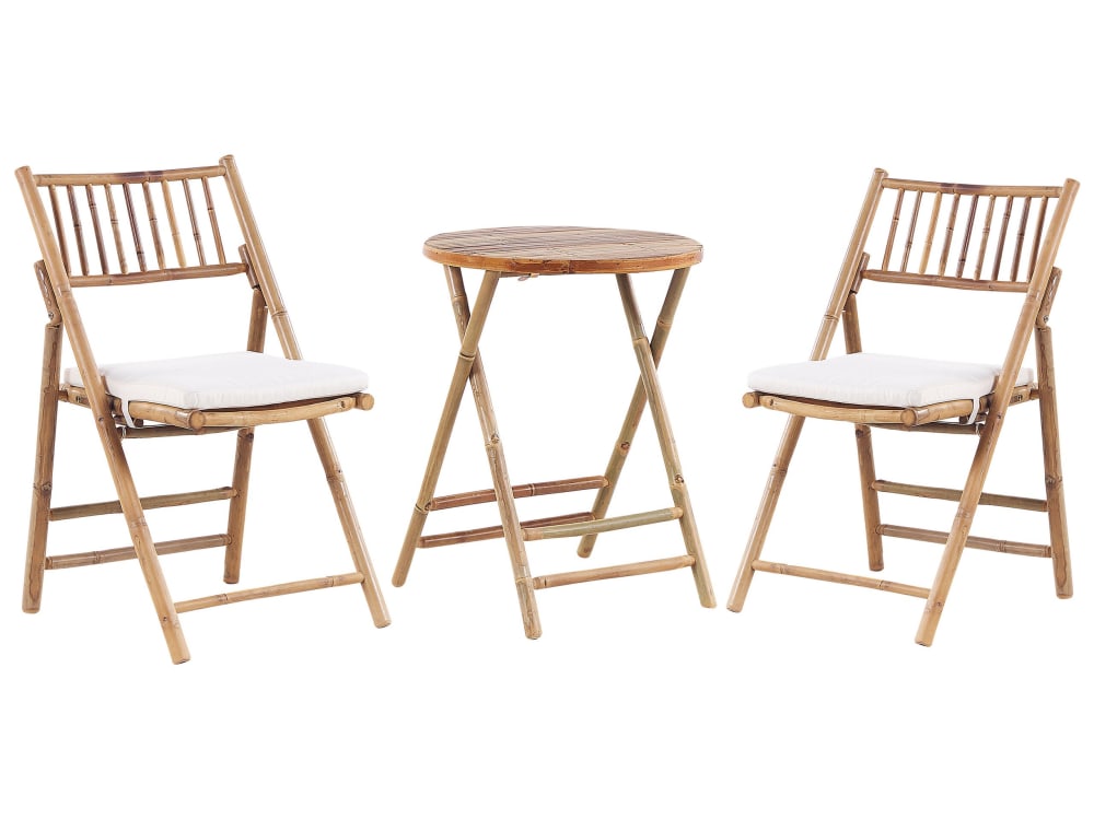 Bistro Set 2 Personen Aus Bambus, Braun