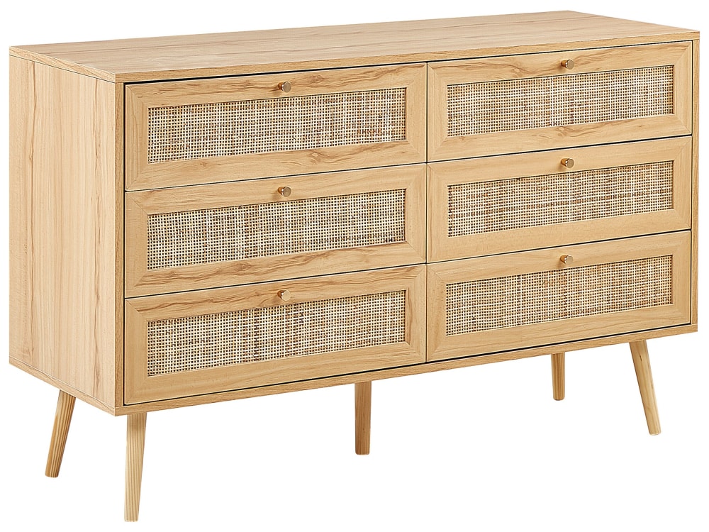 Beliani Kommode mit 6 Schubladen aus Holz 75cm, braun style landhaus - Rattan