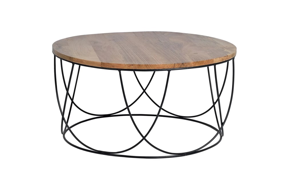 GINER Y COLOMER Couchtisch aus Metall und Holz style industrial Braun Holz