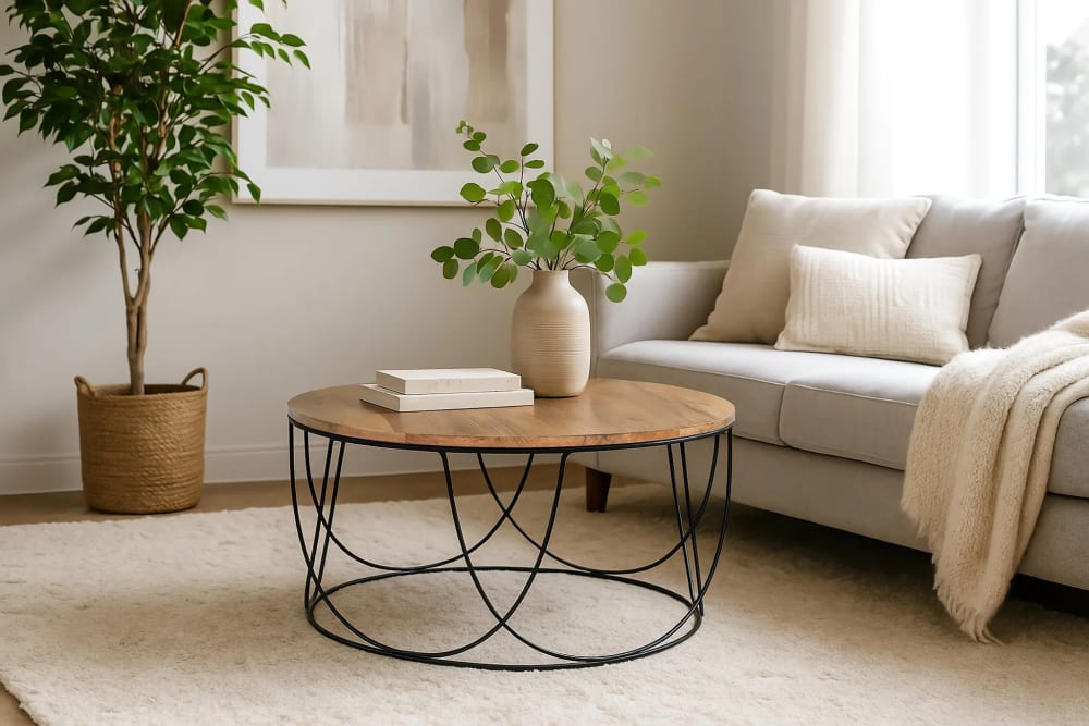 Table basse en manguier et détails en métal - Maisons du Monde