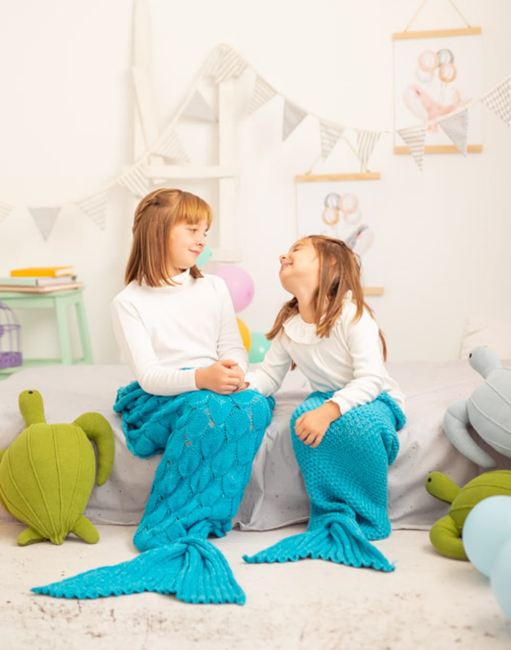 Coperta a squame blu da sirena 70X140 cm (TAGLIA M) - Crochetts