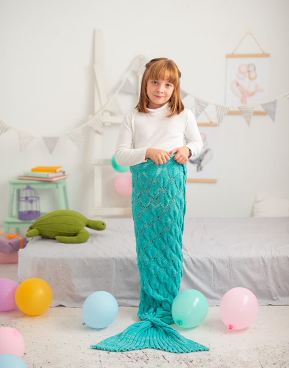 Coperta a squame di sirena turchese 70X140 cm (TAGLIA M) -