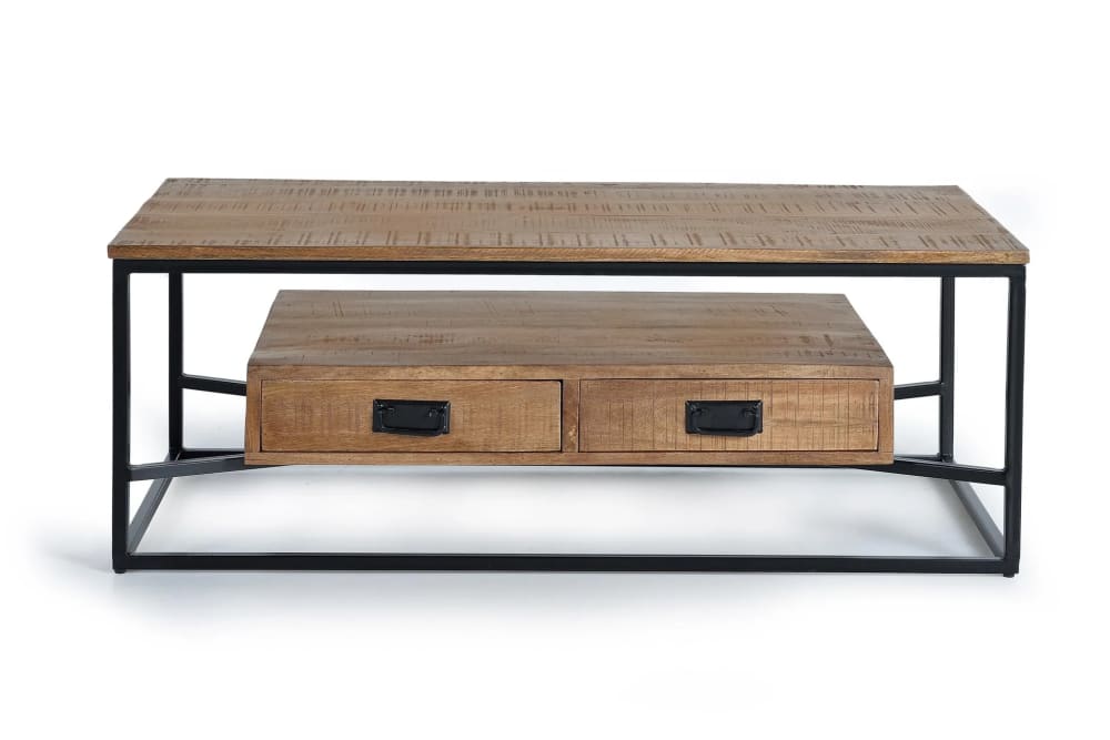 Mesa de centro de madera de mango y metal