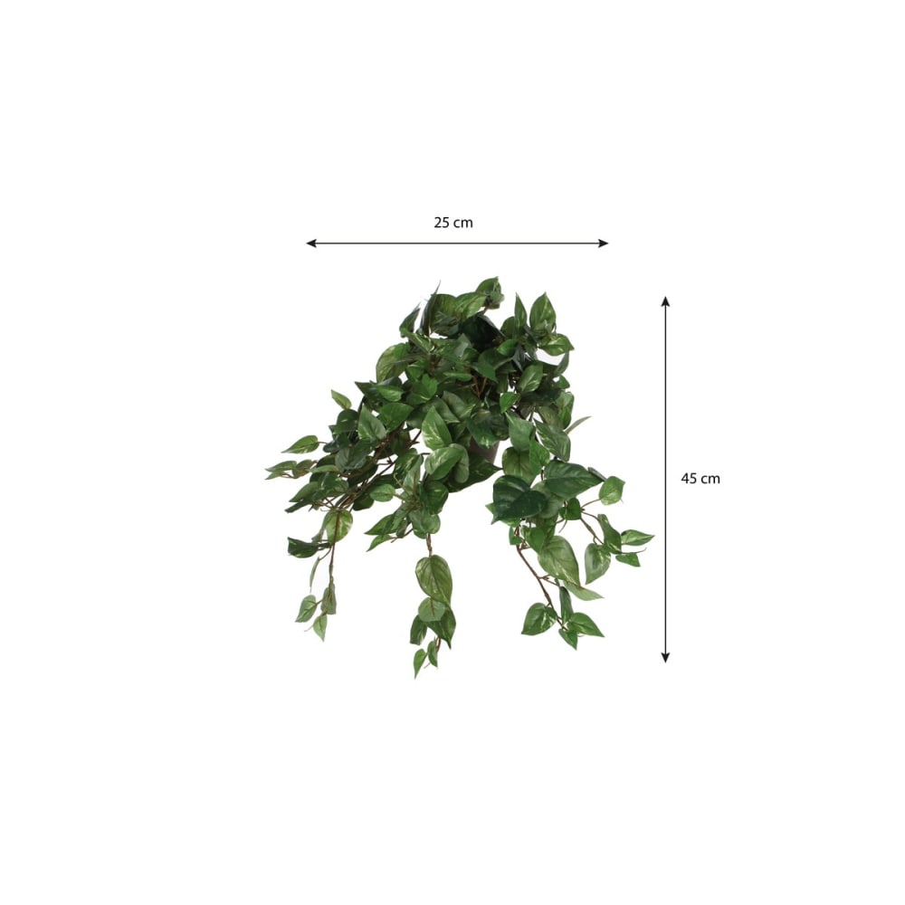 Pianta artificiale scindapsus hanging verde  h25xb25xl45cm - Mica