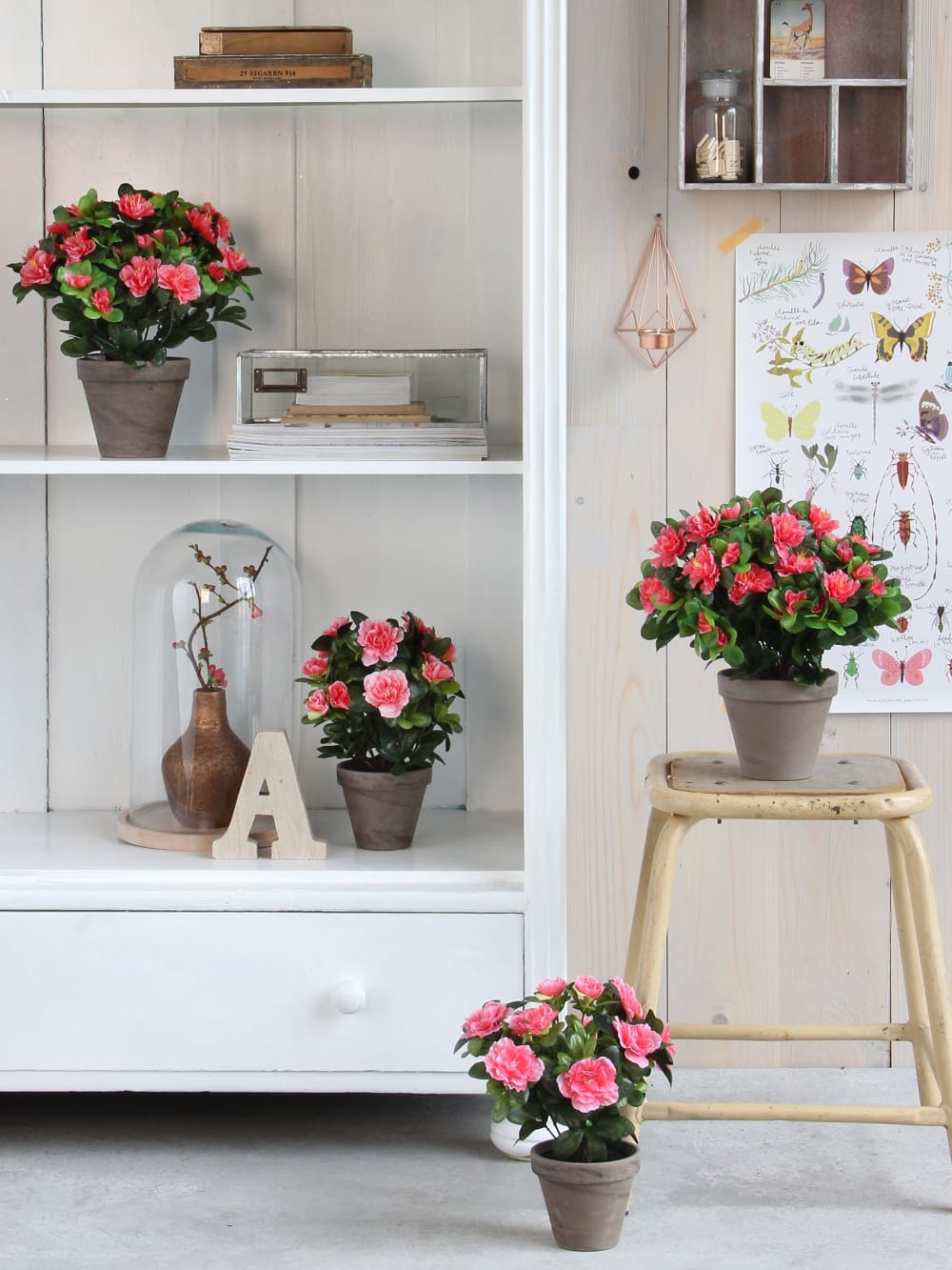 Azalea artificielle pêche en pot H27 — vue 3