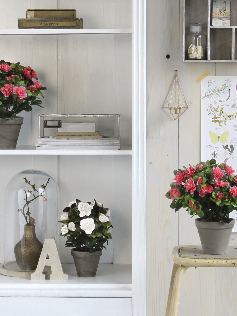 Azalea plante artificielle blanc en pot H27 — vue 3
