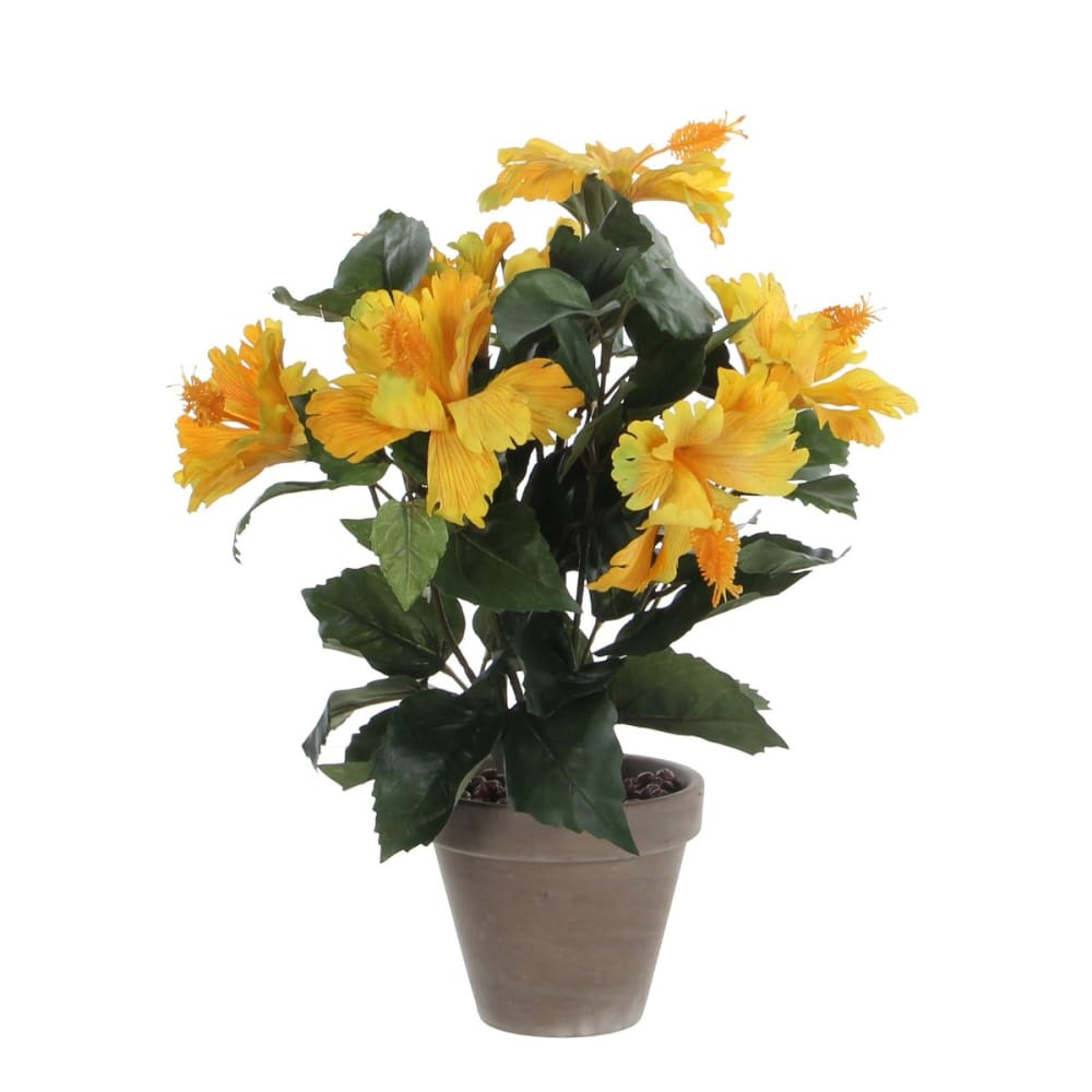 Planta artificial hibiscus amarillo h40xb30xl30cm