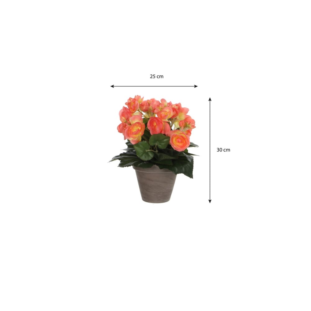 Pianta artificiale begonia salmone h30xb25xl25cm - Mica